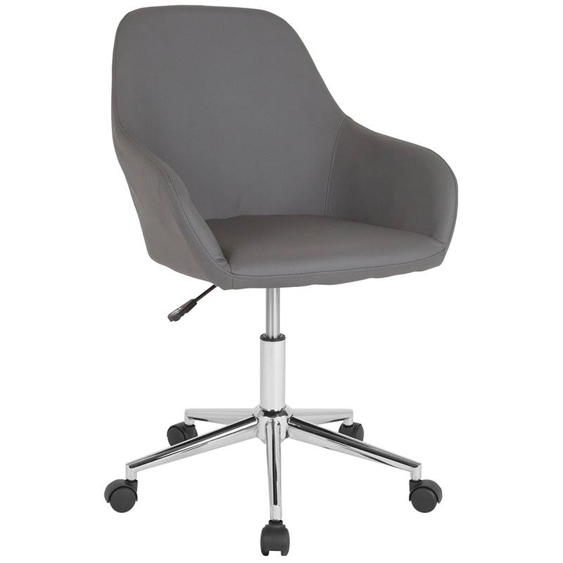 Gray Leather Mid-Back Chair E6152
