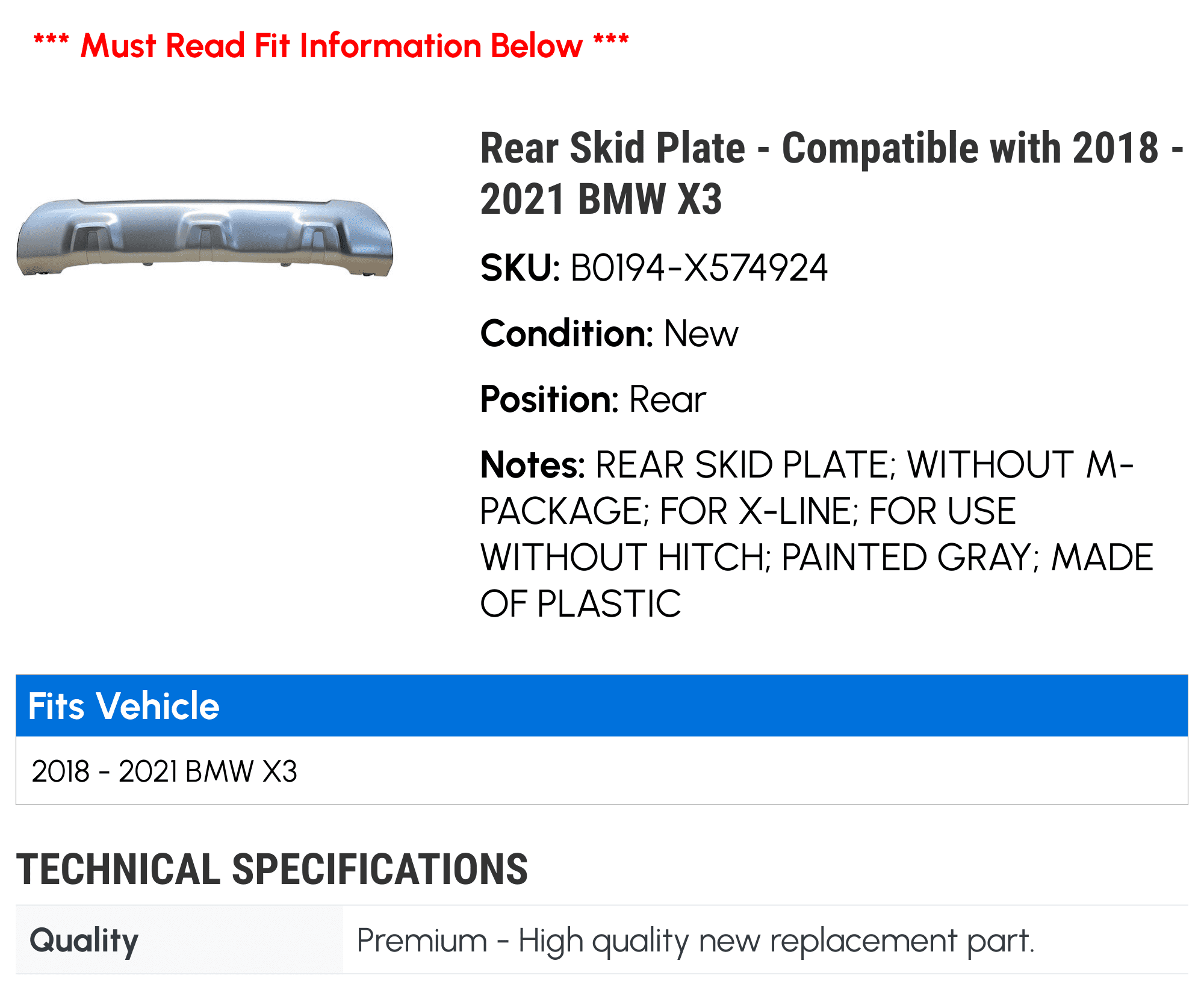 Rear Skid Plate S646