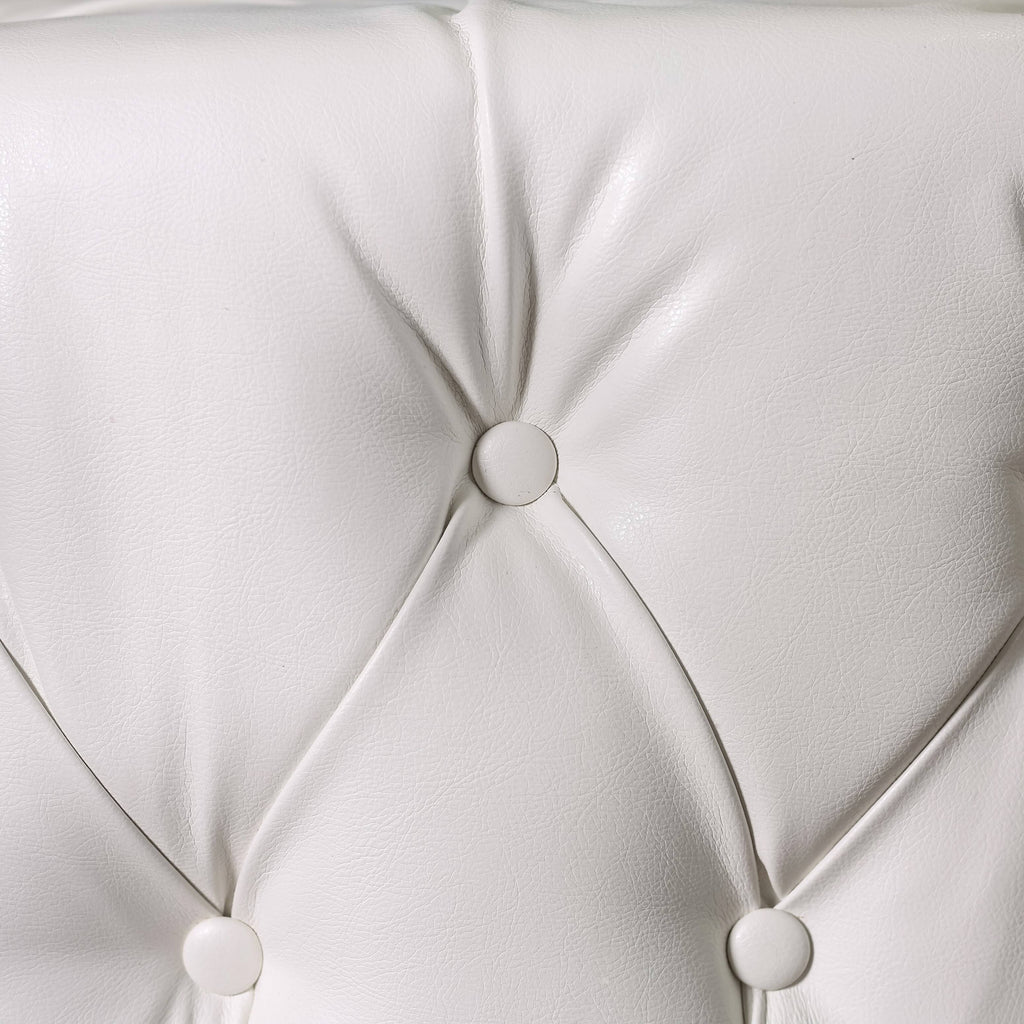 White Round Bonded Leather Ottoman Z45502