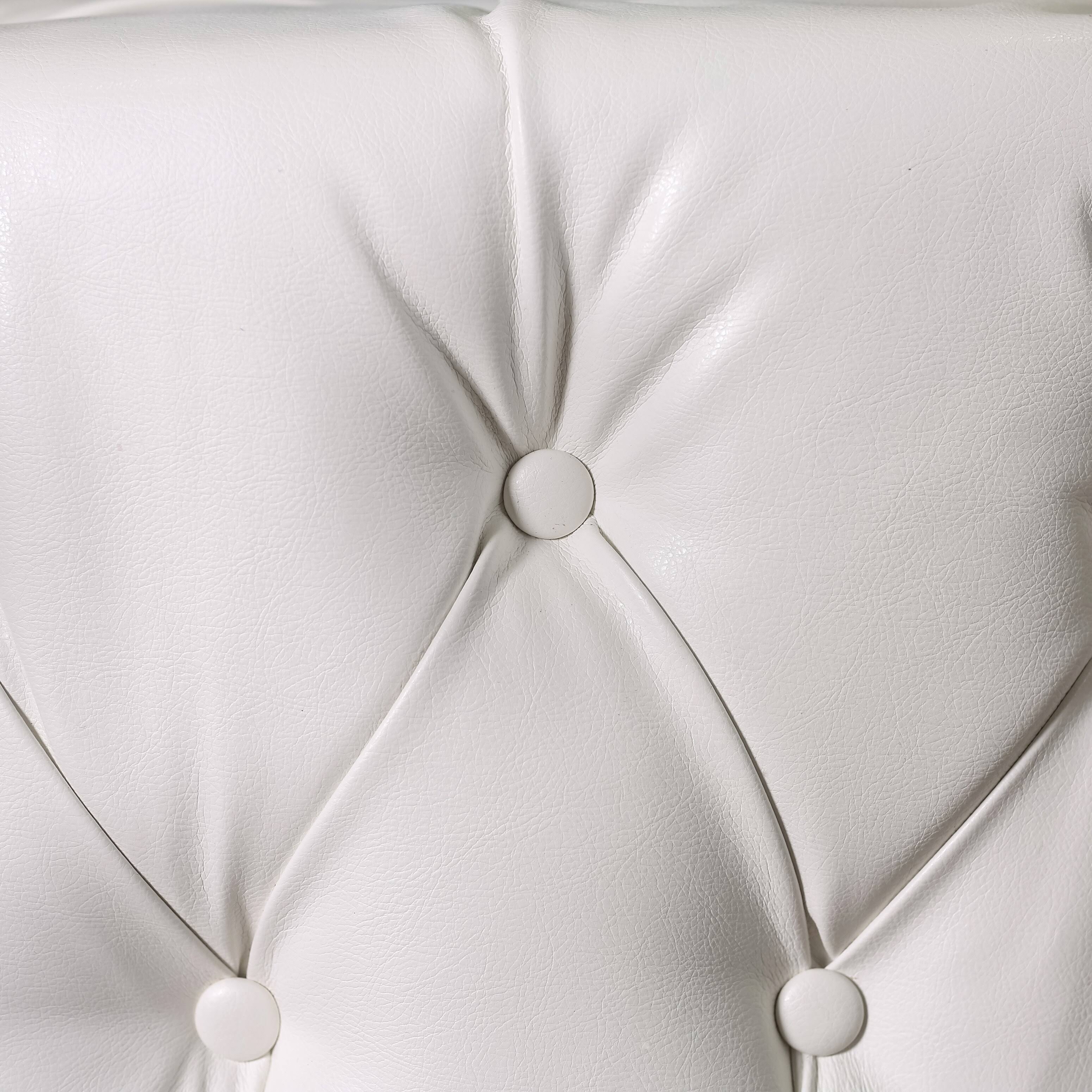 White Round Bonded Leather Ottoman Z45502