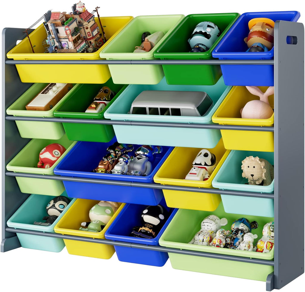 White 16 Plastic Bins Toy Storage Organizer Cabinet with Shelf P5234