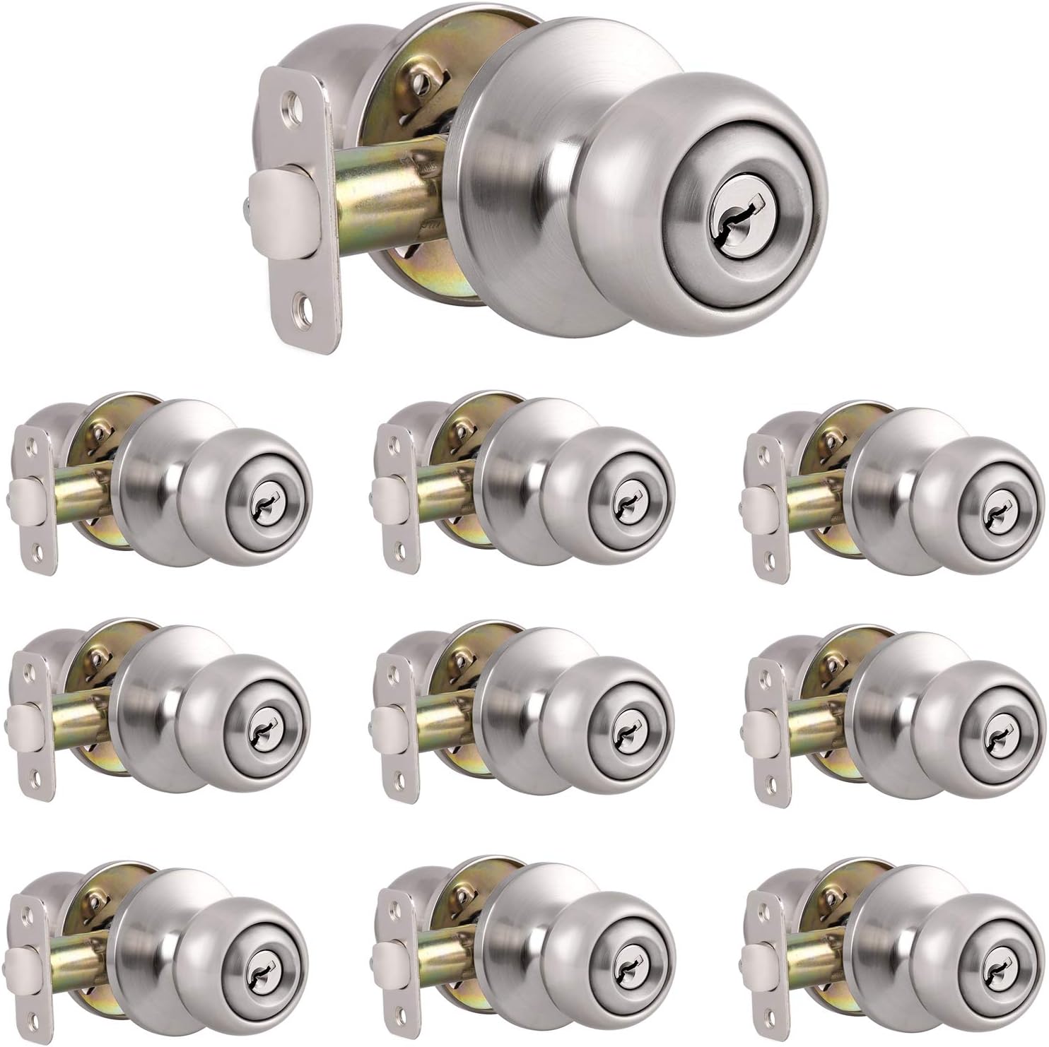 Keyless Privacy Door Handle Lockset, Satin Nickel, 10 Pack A46893