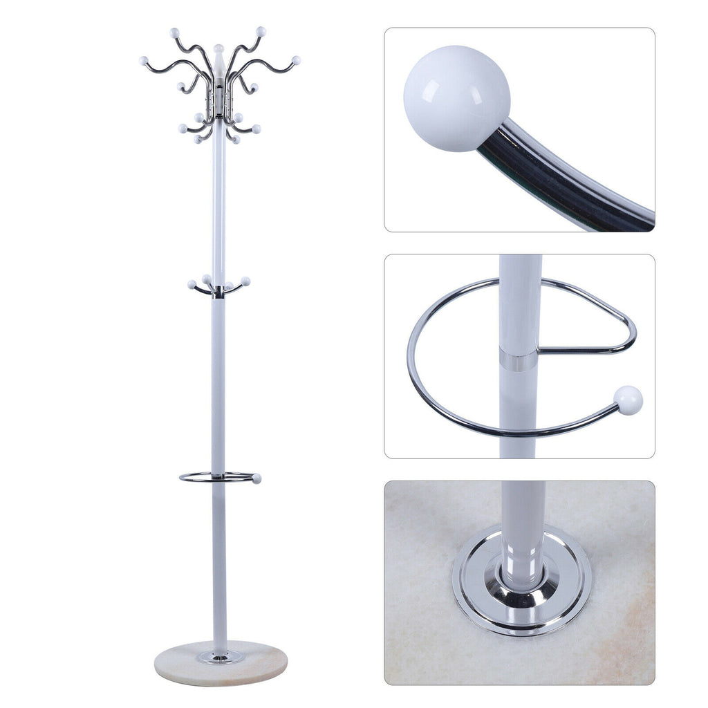 White Marble Metal Coat Rack with 16 Hooks F276858