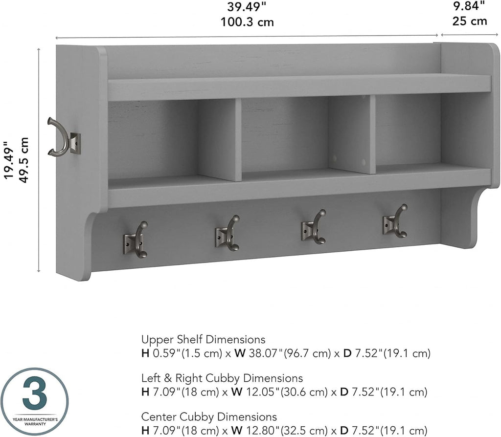 40W Cape Cod Gray Wall Mounted Coat Rack with Shelf B52302