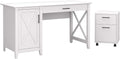 54W Computer Desk with Storage and 2 Drawer Mobile File Cabinet, Pure White Oak M81999