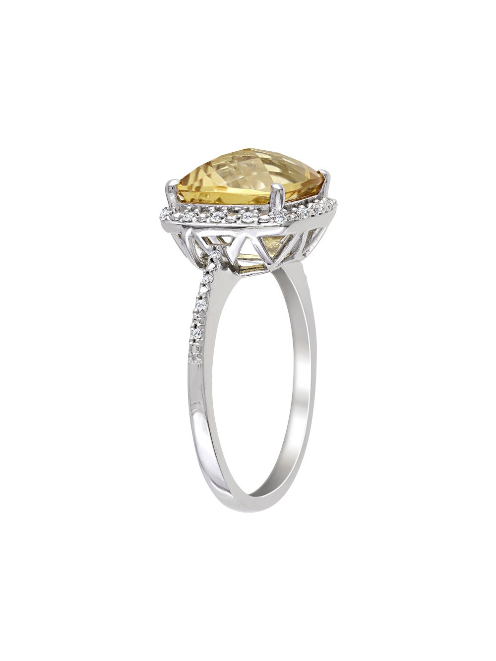 Citrine and Diamond 4.10 Carat Halo Ring in Sterling Silver Q926