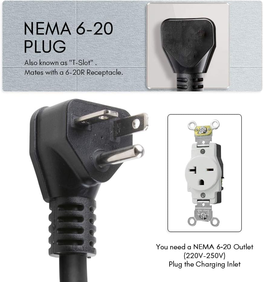 16A EV Charger Cable 200-240V Portable EVSE SAE J1772 Plug 24 feet W333970