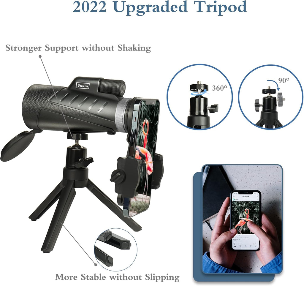 12x50 Monocular Telescope with 23mm Large Eyepiece and Smartphone Adapter P819714