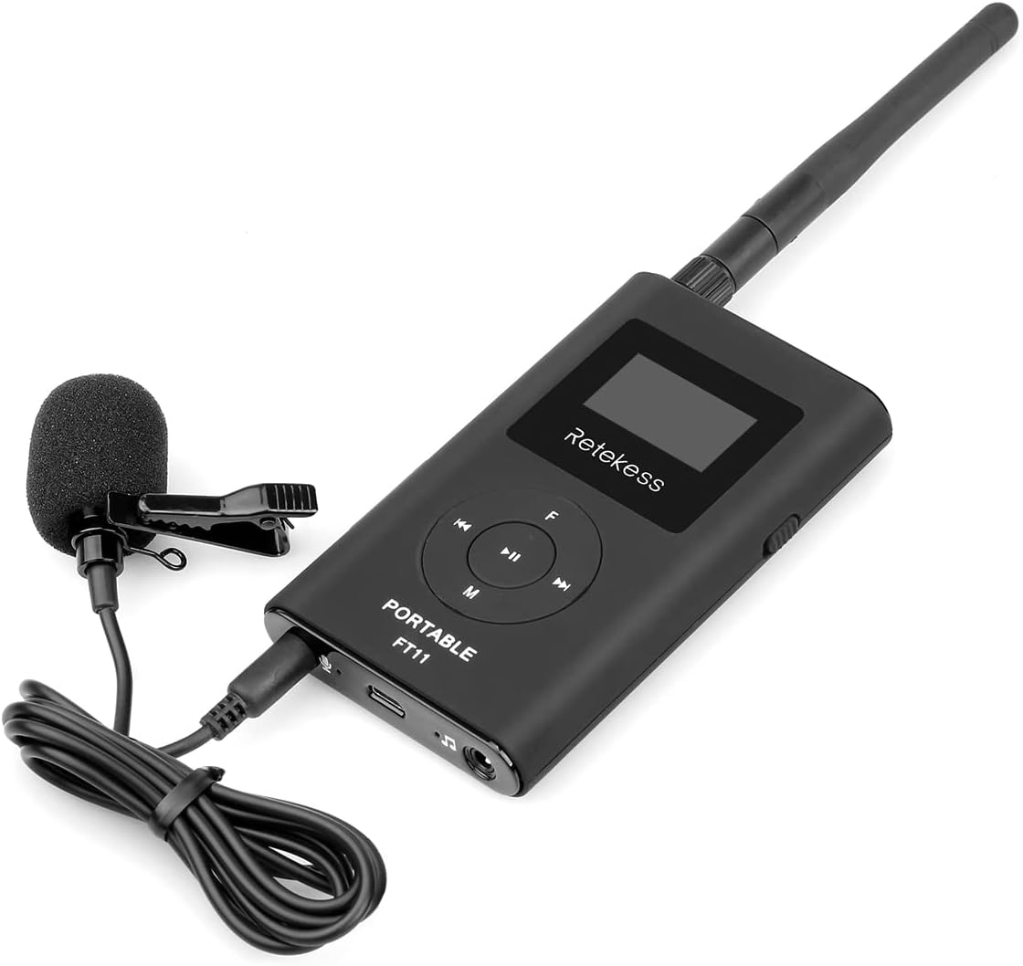 FM Transmitter with Microphone and Antenna, Rechargeable, Pack of 2 E194559