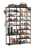 Black 9 Tiers Stackable Shoe Rack with 2 Hooks Z96946