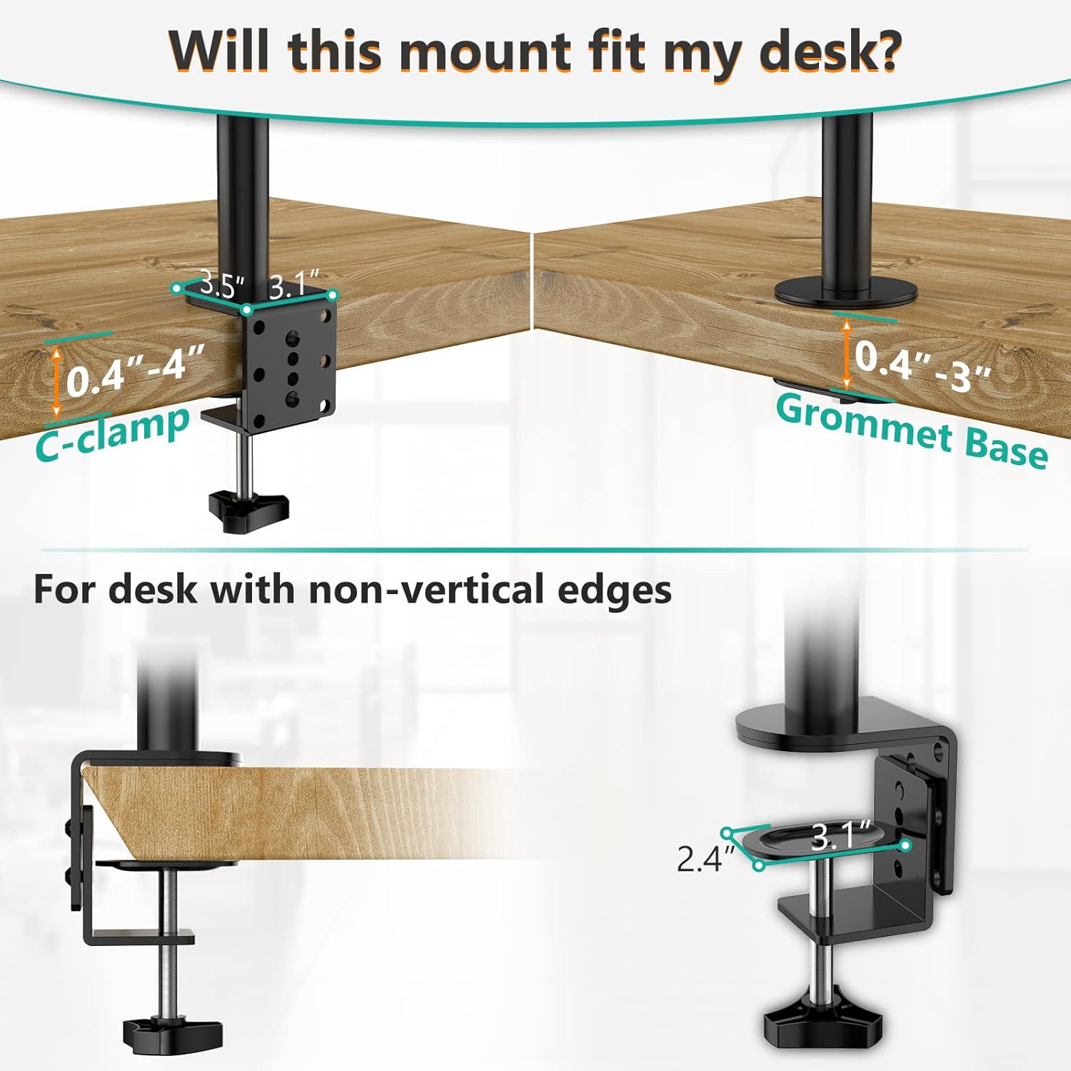 Quad Monitor Desk Mount, Black, Pack of 2 N9929