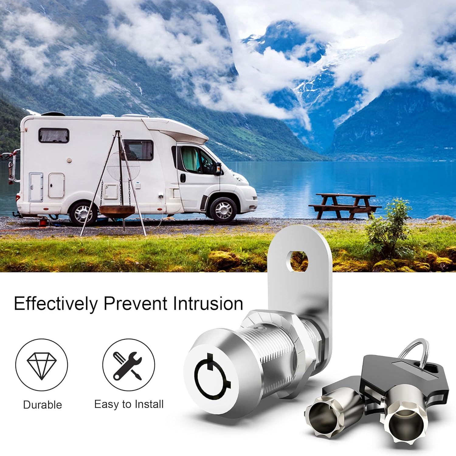 3 Pack Keyed Alike 5/8 Inch Zinc Alloy Cabinet Locks A71797