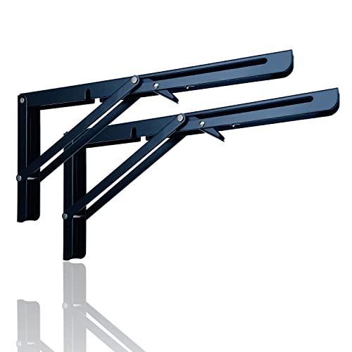Black 14 Inch Heavy Duty Metal Folding Shelf Bracket 2 Pack D346208