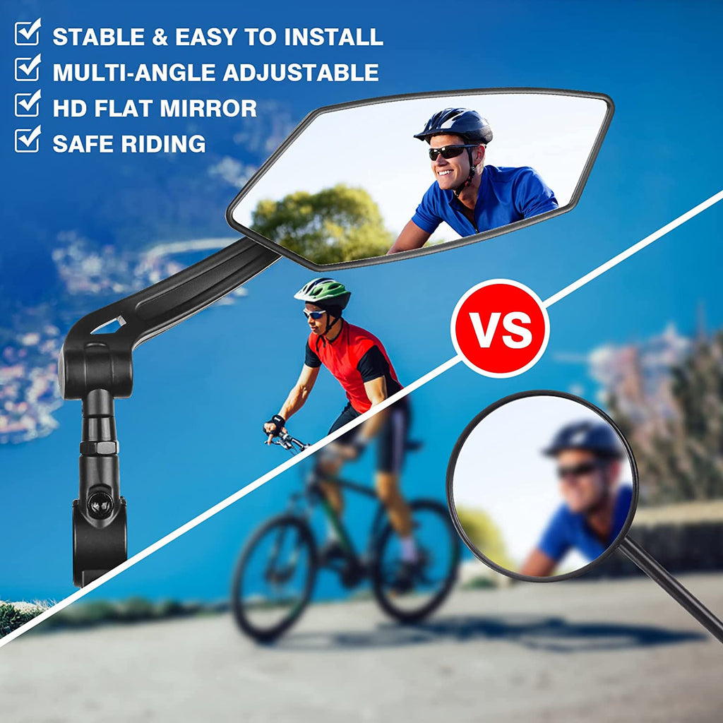 Bike Mirror, Rotatable Bicycle Rearview Mirror with HD Automotive Grade Glass Lens H206