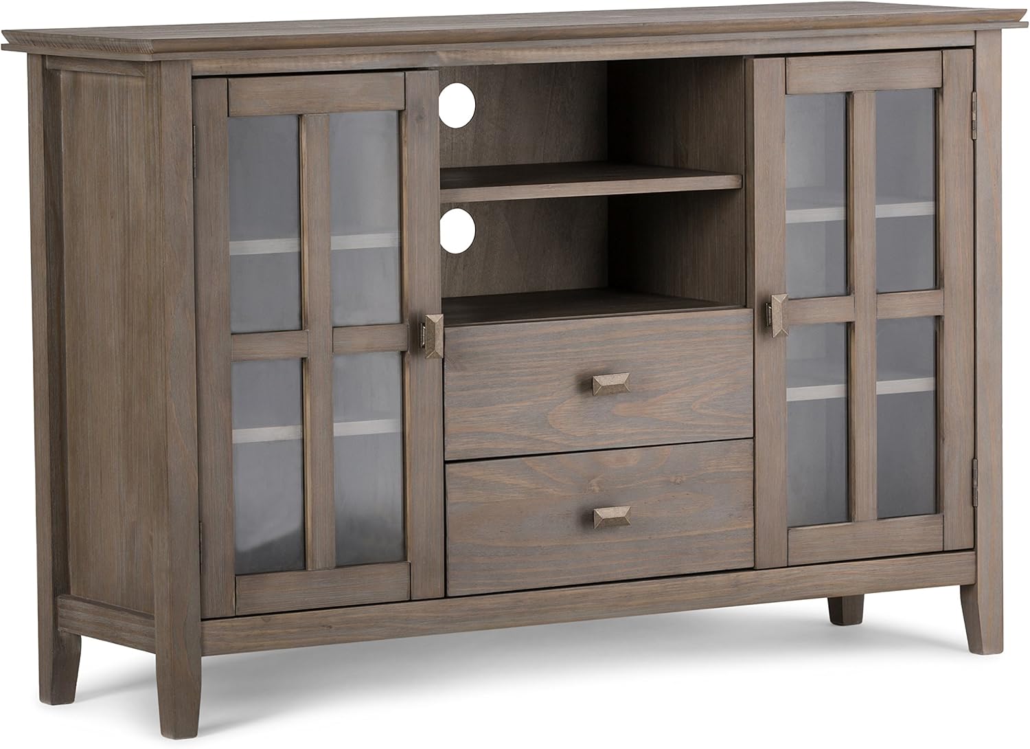 Black Solid Wood TV Media Stand with Storage Shelves and Cabinets W471805