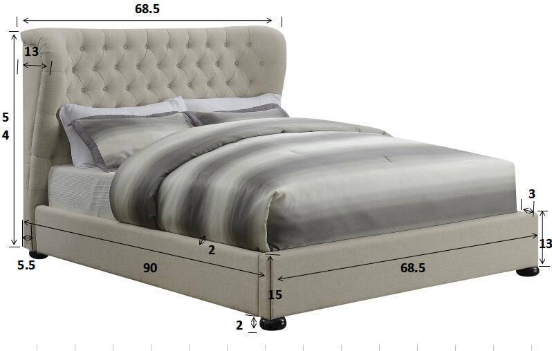 Beige Upholstered Platform Bed H82392