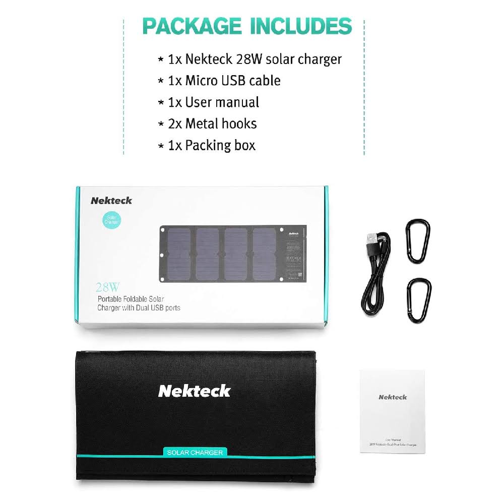 28W Foldable Portable Solar Charger with 2 USB Port, Waterproof M144