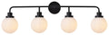 Black 4 Lights Bath Sconce with Frosted Shade O551