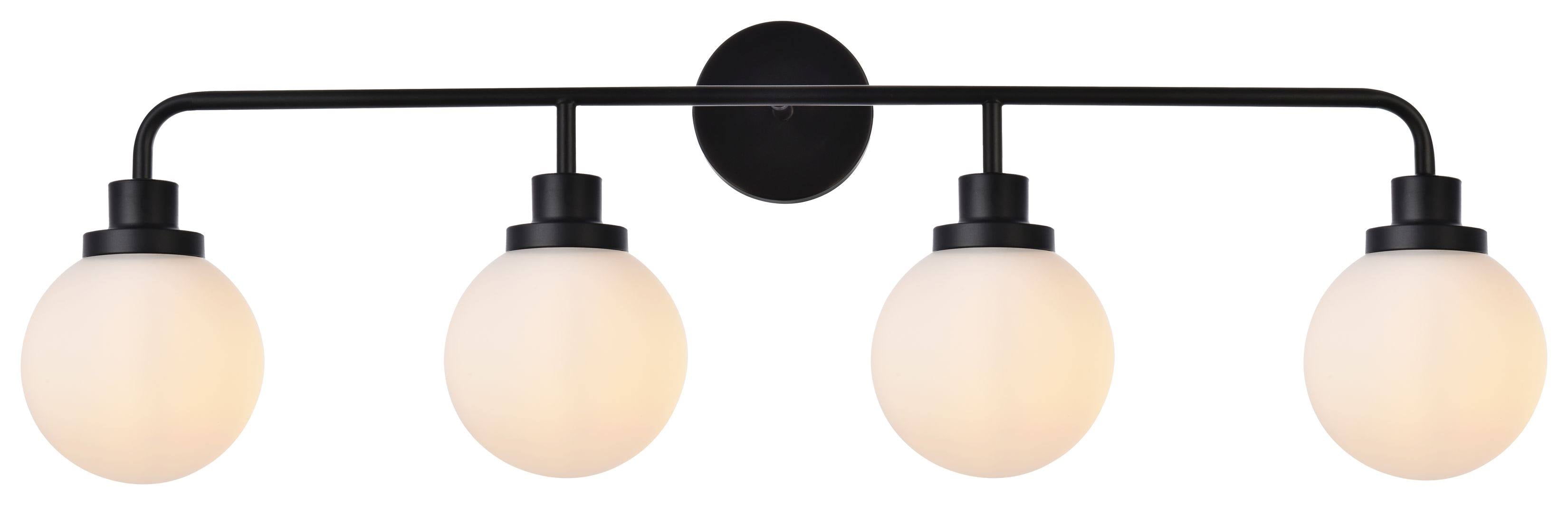 Black 4 Lights Bath Sconce with Frosted Shade O551
