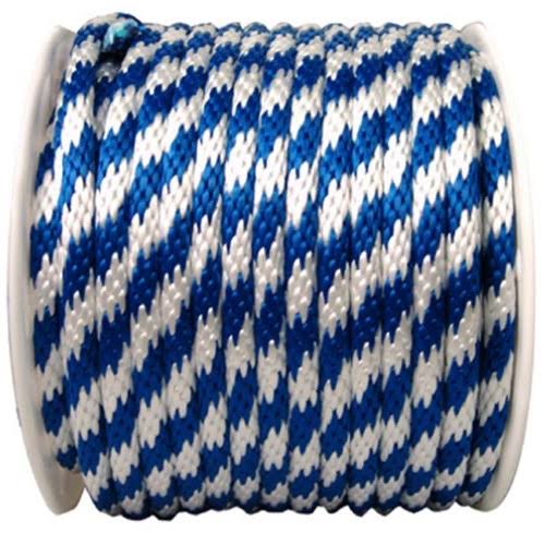 0.63 in. x 200 ft. Blue & White Solid Braid Polypropylene Rope A69996