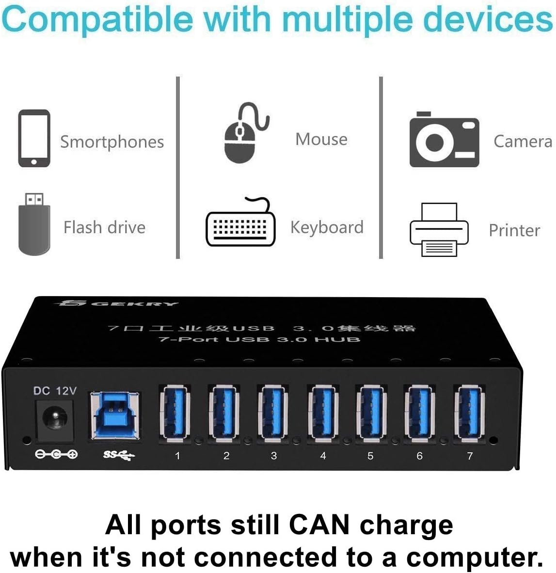 7-Port Powered USB 3.0 Hub with AC Adapter M671200