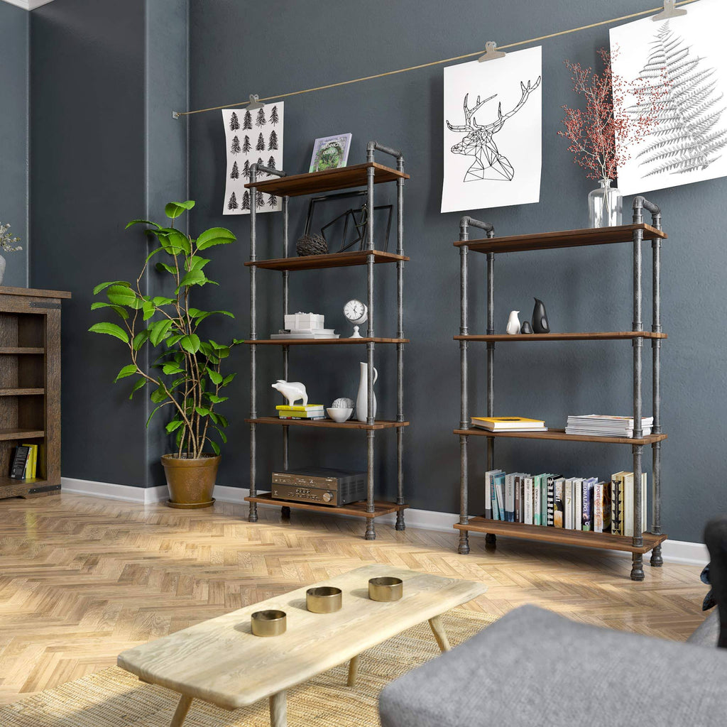 5-Tier Solid Pine Wood Bookcase L120