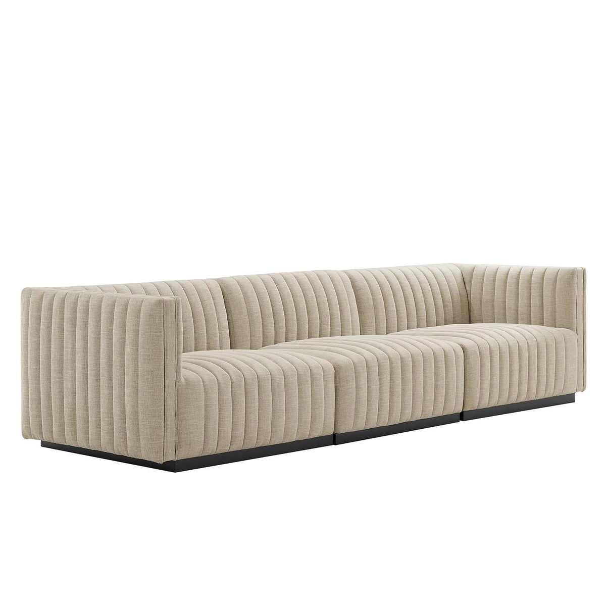 Black Beige Tufted Fabric Sofa K496214