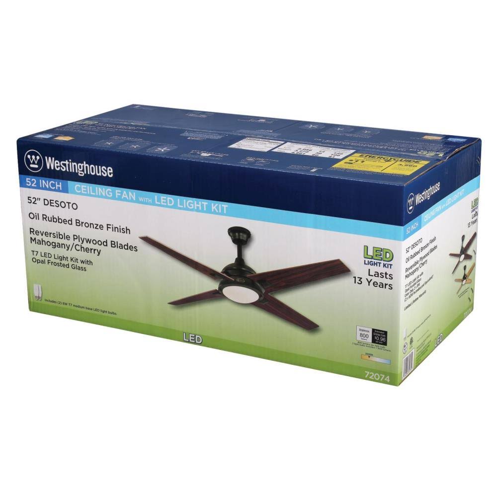 52 inch Oil Rubbed Bronze Ceiling Fan with Light Kit Y407196