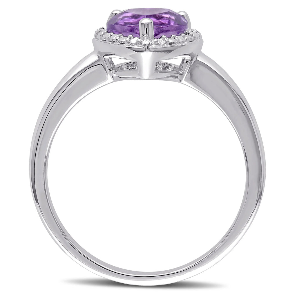 Heart-Shape Amethyst Sterling Silver Ring Y941