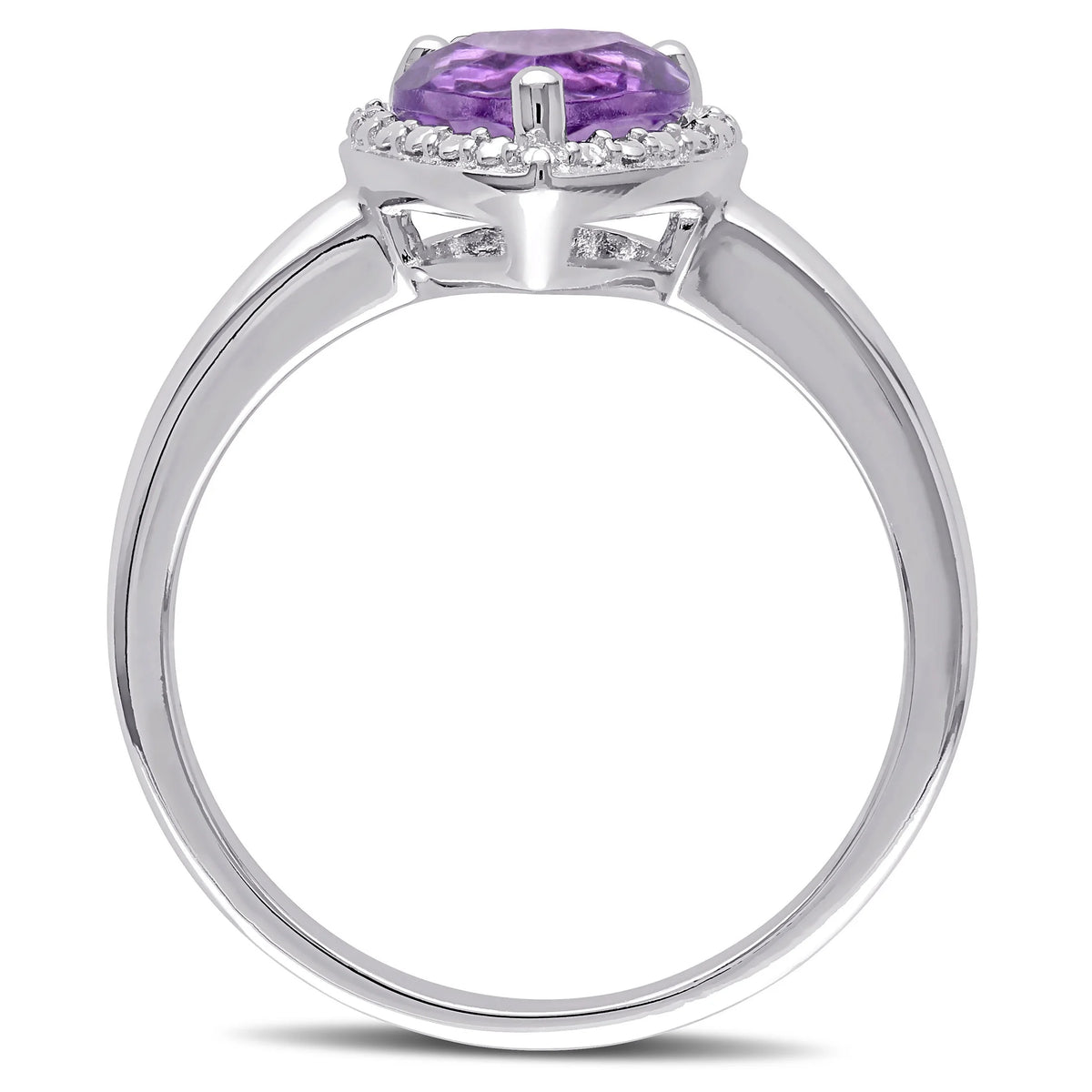 Heart-Shape Amethyst Sterling Silver Ring Y941