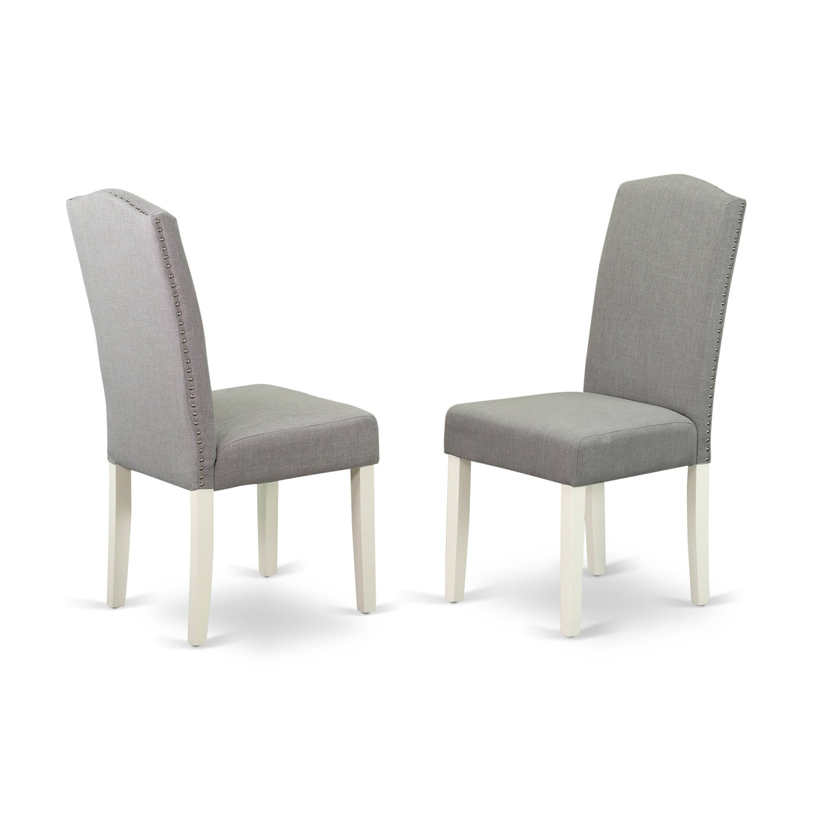 Linen Fabric Chair Set of 2 with Oak Leg S74046