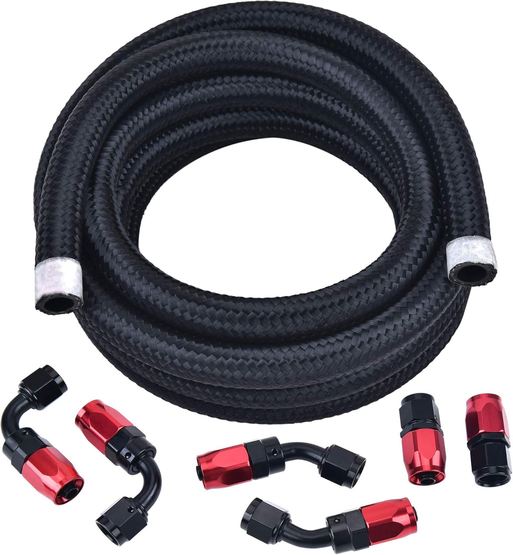 6AN Nylon Braided Fuel Hose Kit 10FT Black Pack of 2 R642392