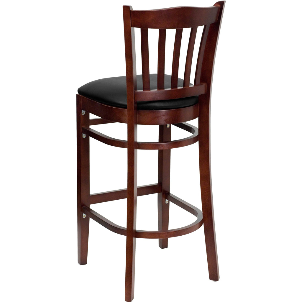 Mahogany Wood Vertical Slat Back Barstool B8756