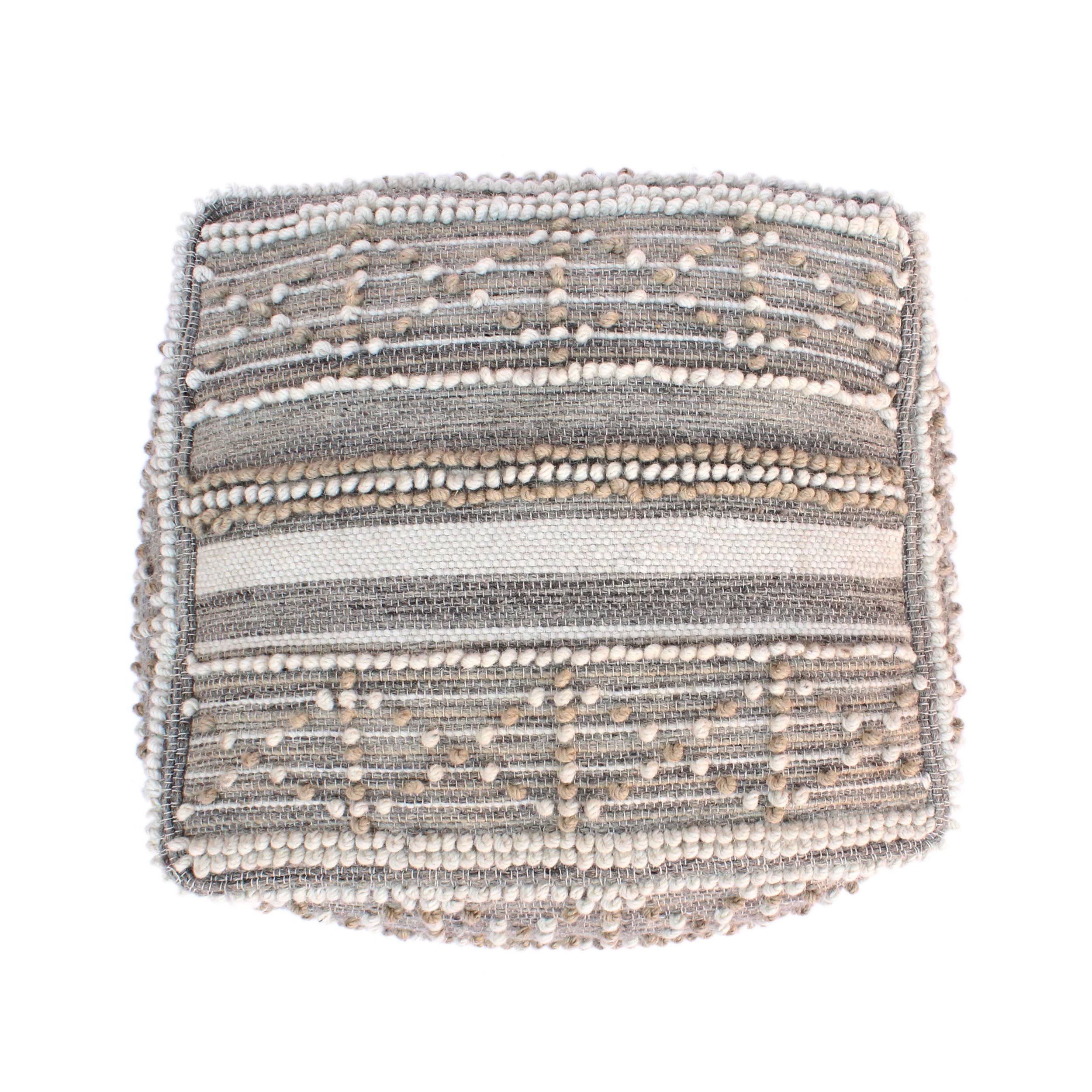 Wool and Cotton Pouf Ottoman X8807