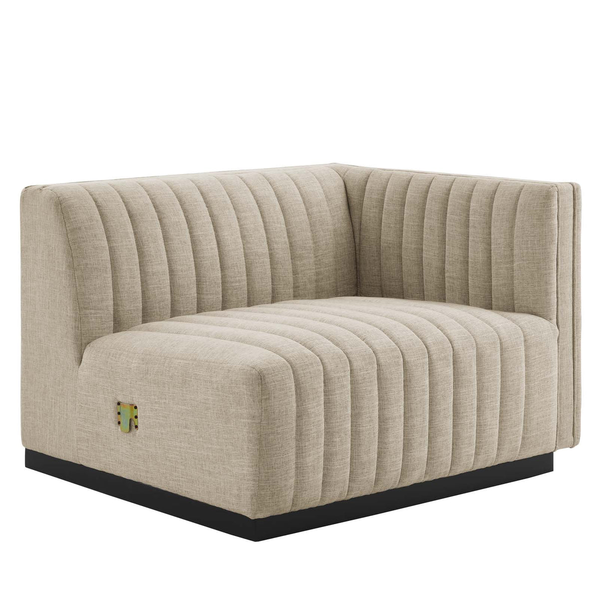 Black Beige Tufted Fabric Sofa K496214