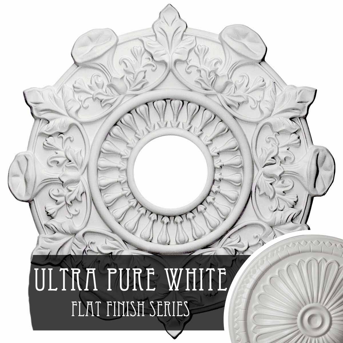 17 1/2x22OD x 4x22ID x 1x22P Hand-Painted Ultra Pure White Ceiling Medallion C205860
