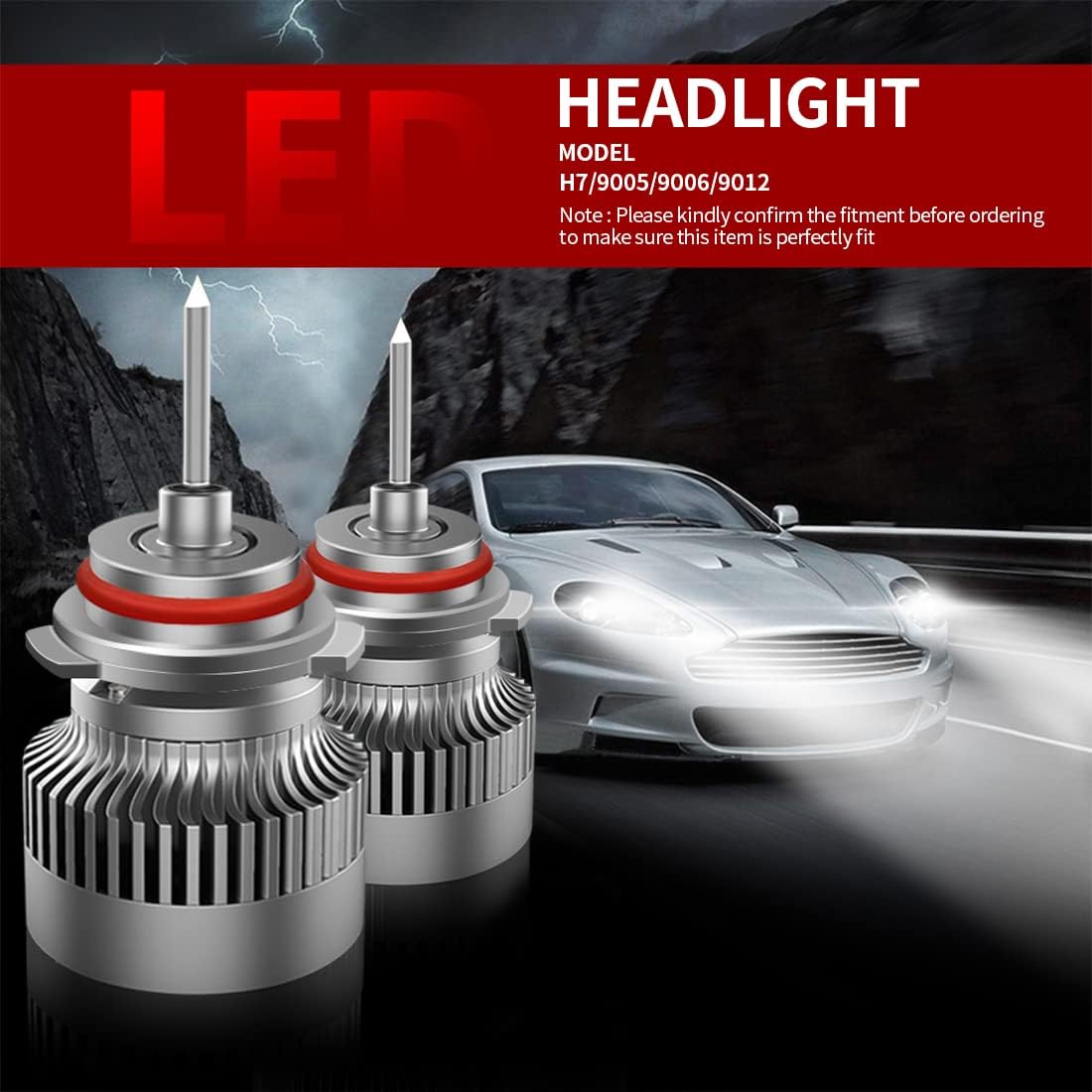 6500K Cool White LED Headlight Bulbs Conversion Kit Pack of 2 Z8050