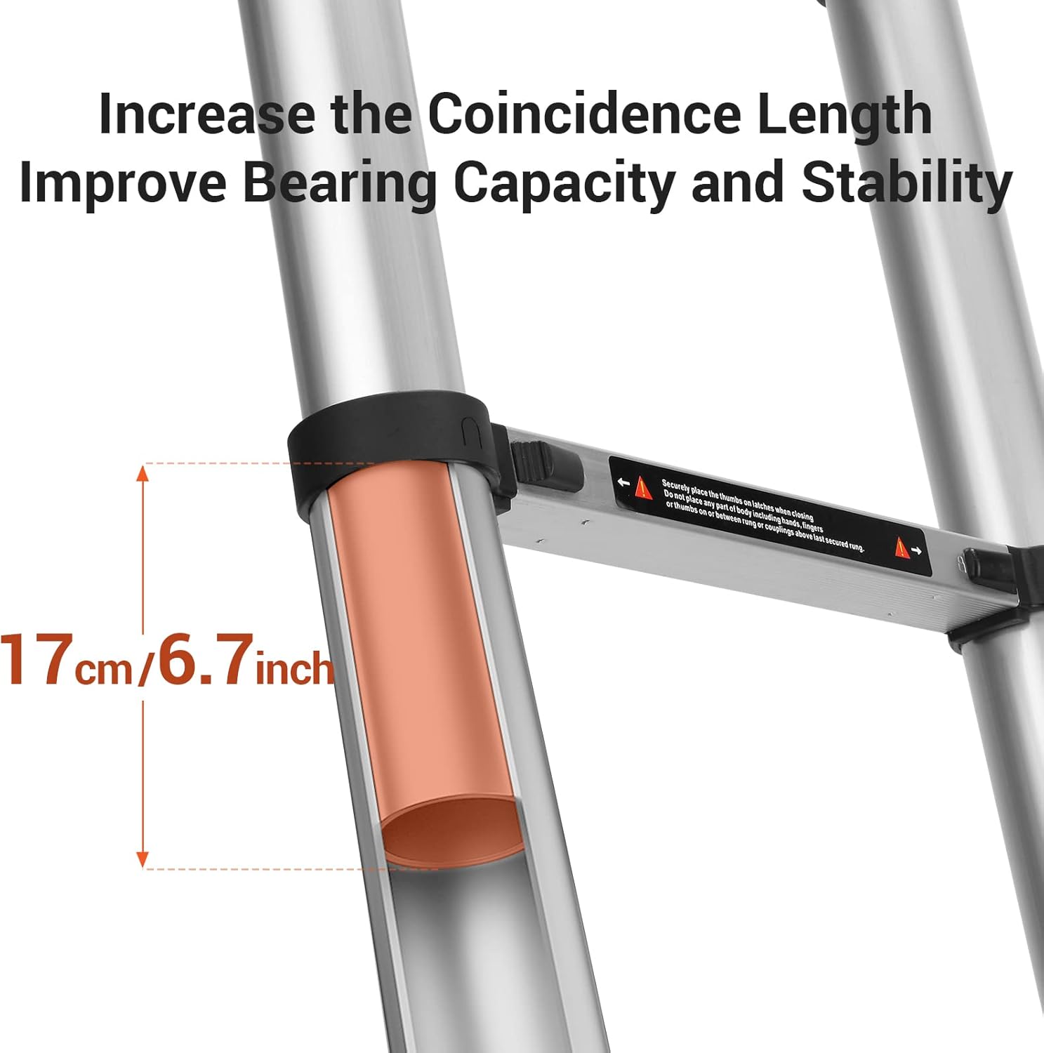 Telescoping Ladder 12.5FT Aluminum Lightweight Collapsible Ladder, 330lbs Capacity C2539