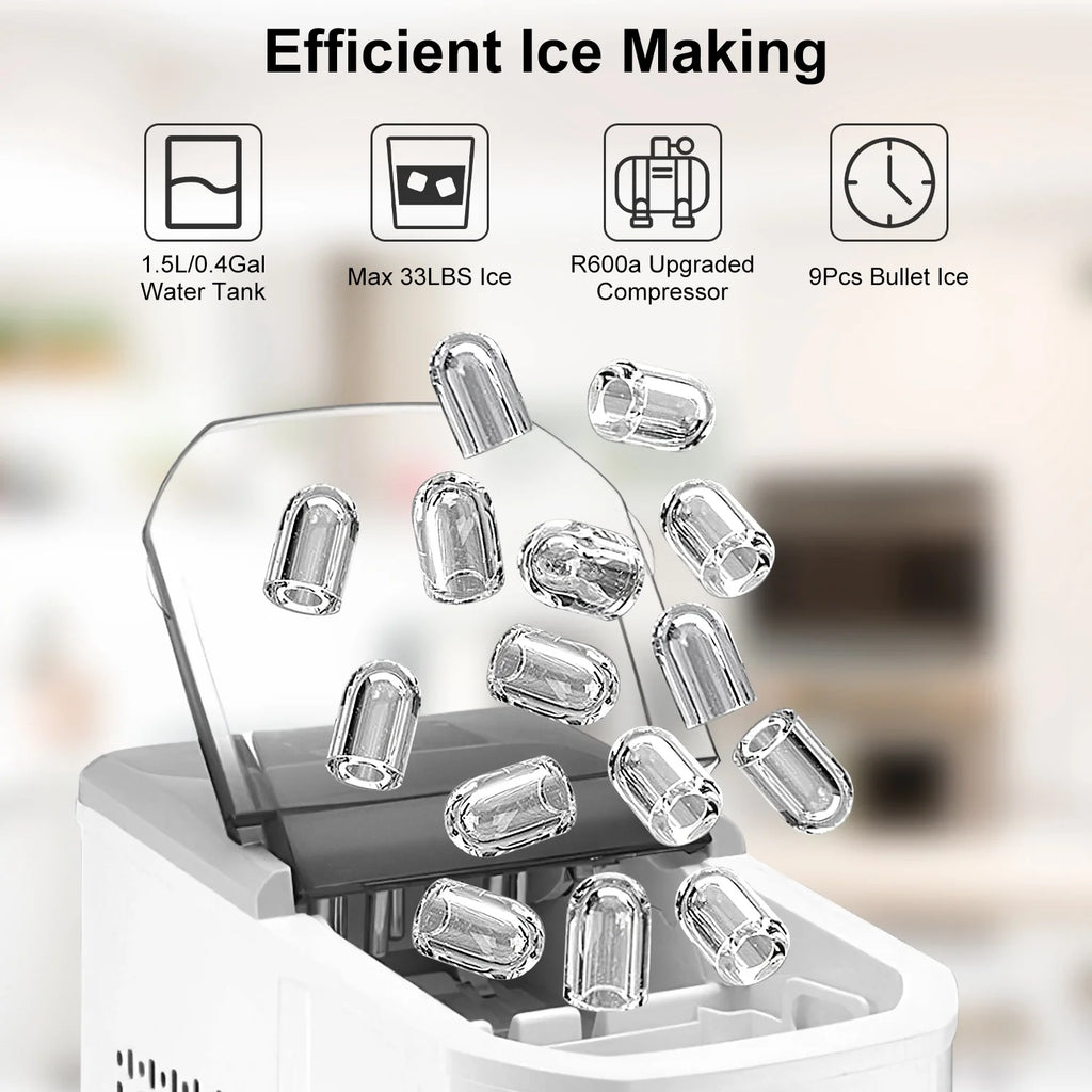 Portable Countertop Ice Maker with Ice Scoop and Basket P51199