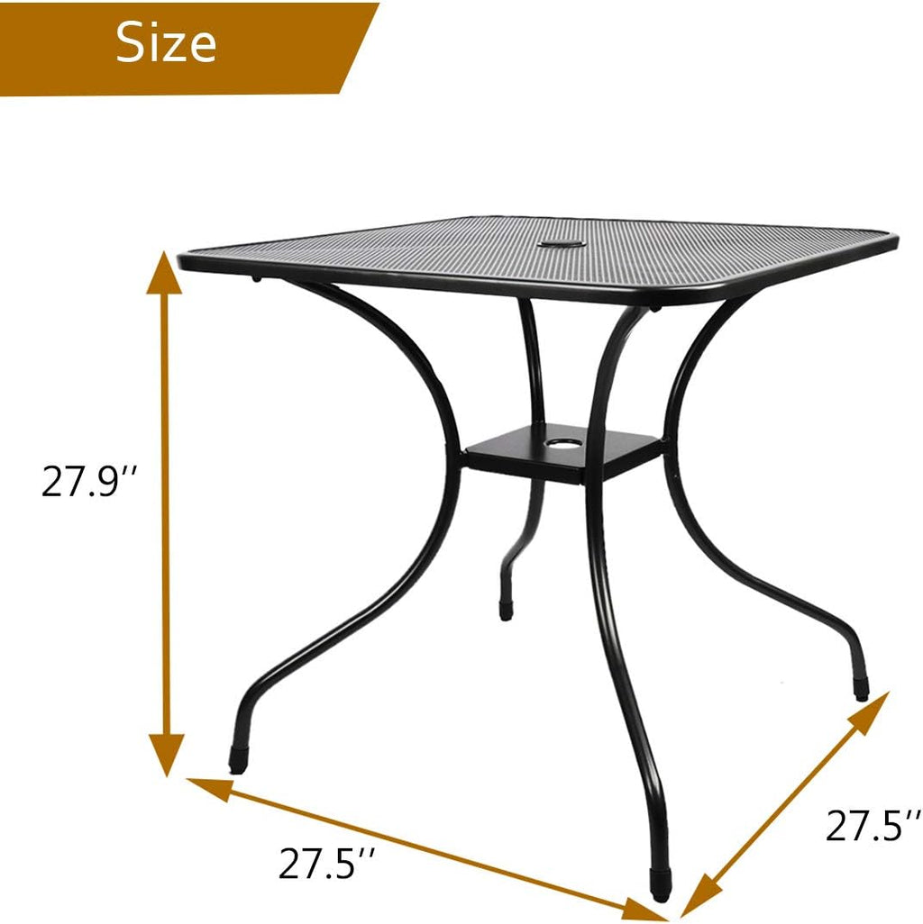 Outdoor Cast Iron Square Bistro Table with Umbrella Hole Q763