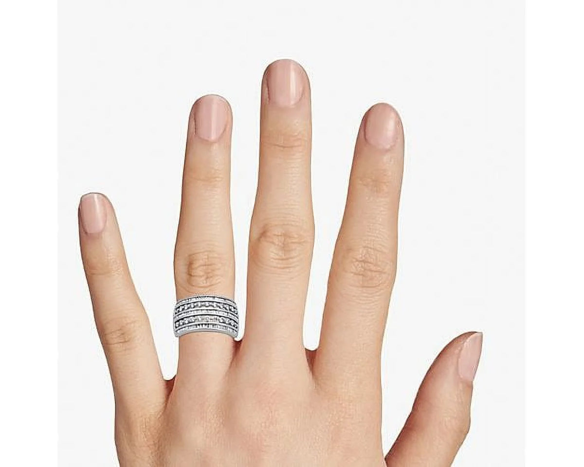 14K White Gold Diamond Eternity Band Size 10.5 H950