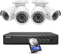 5MP Wired Security Camera System, 8CH DVR with 1 TB Hard Drive, 4 Weatherproof Bullet Cameras, 100 ft Night Vision Q60785