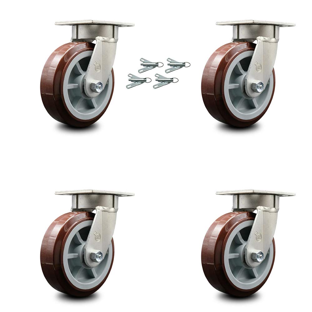 Swivel Top Plate Caster with 4 x 2 Maroon Wheel & Side Lock Brake O1786