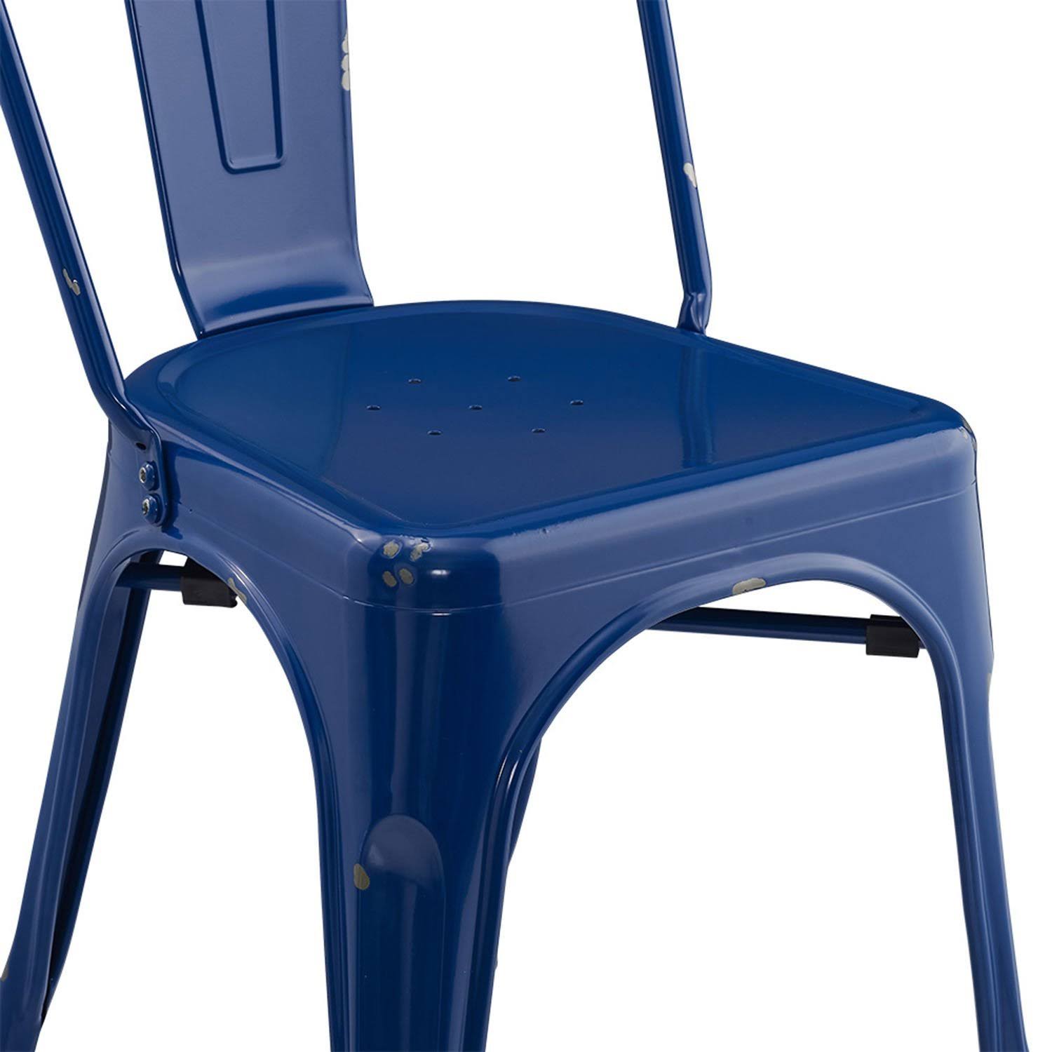 Navy Blue Metal Cafe Chair M498