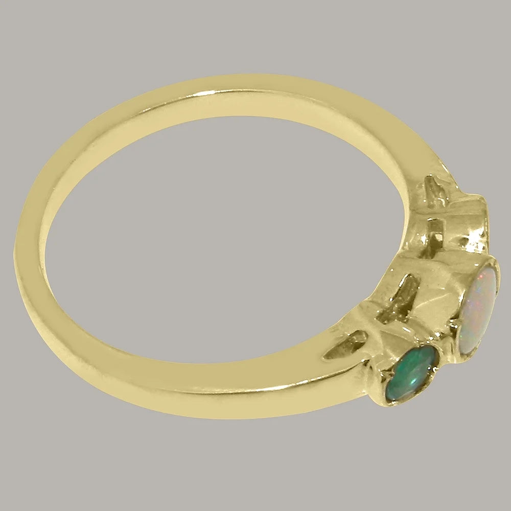 9k Yellow Gold Opal Emerald Ring X717