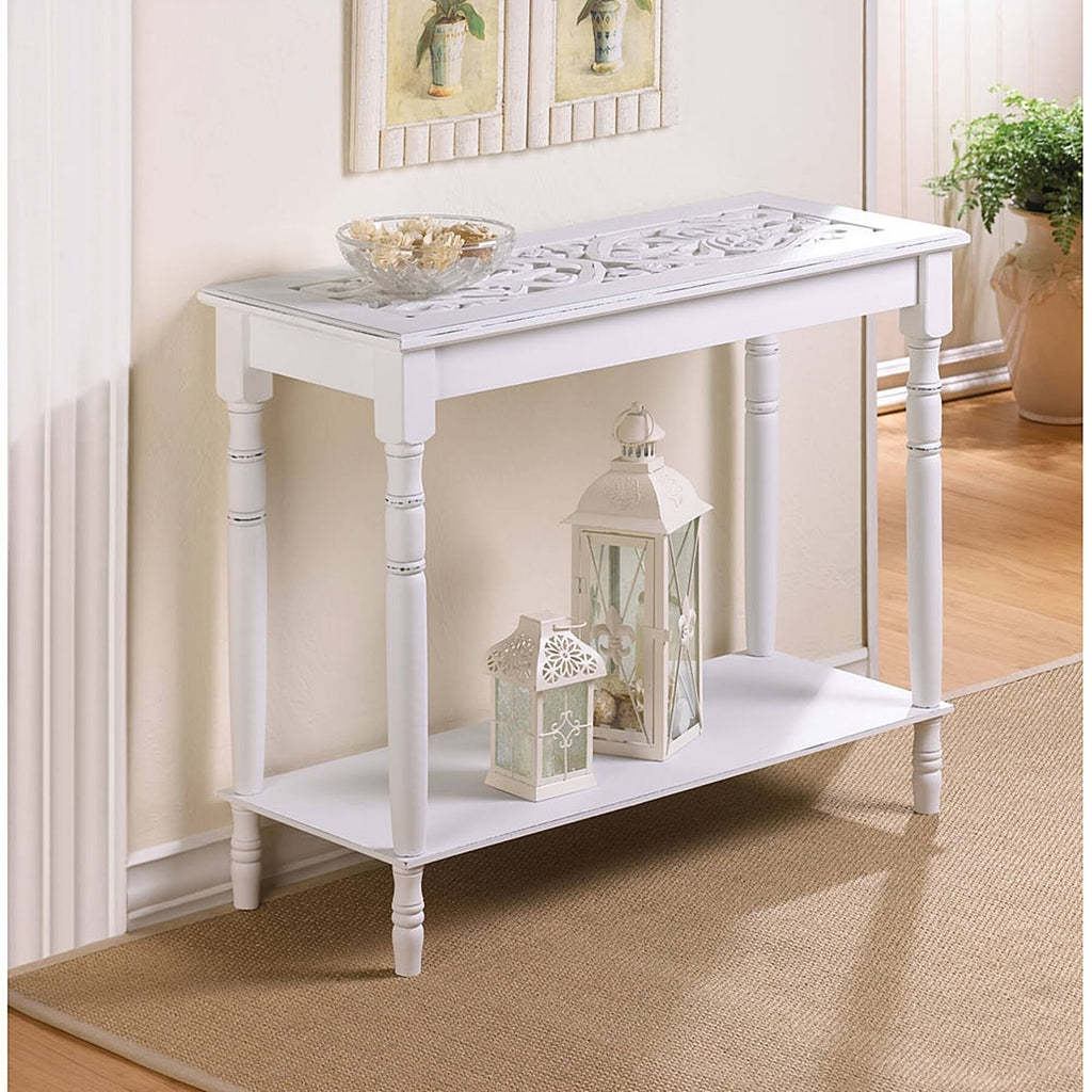 White Carved Console Table T809372