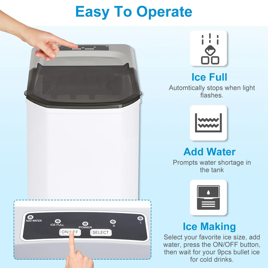 Portable Countertop Ice Maker with Ice Scoop and Basket P51199