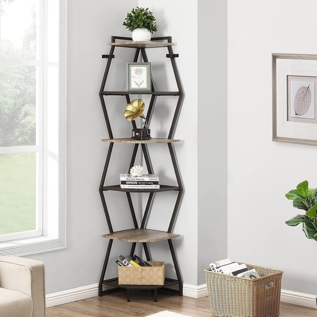 Gray Corner Ladder Shelf Bookcase B229