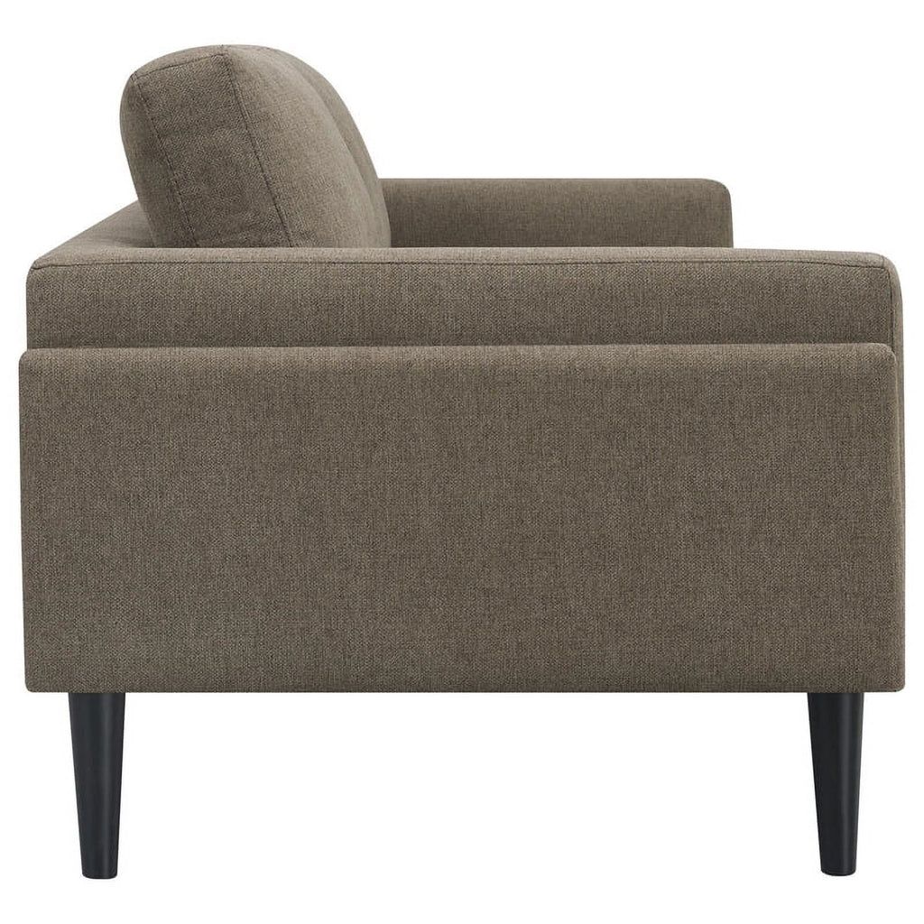 Brown Upholstered Fabric Sofa with Track Arms B75017
