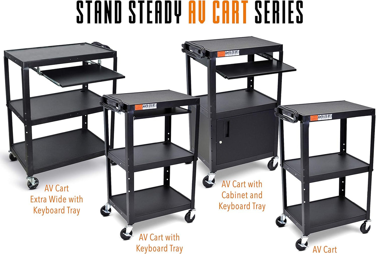Height Adjustable AV Cart with Power Cord H160014